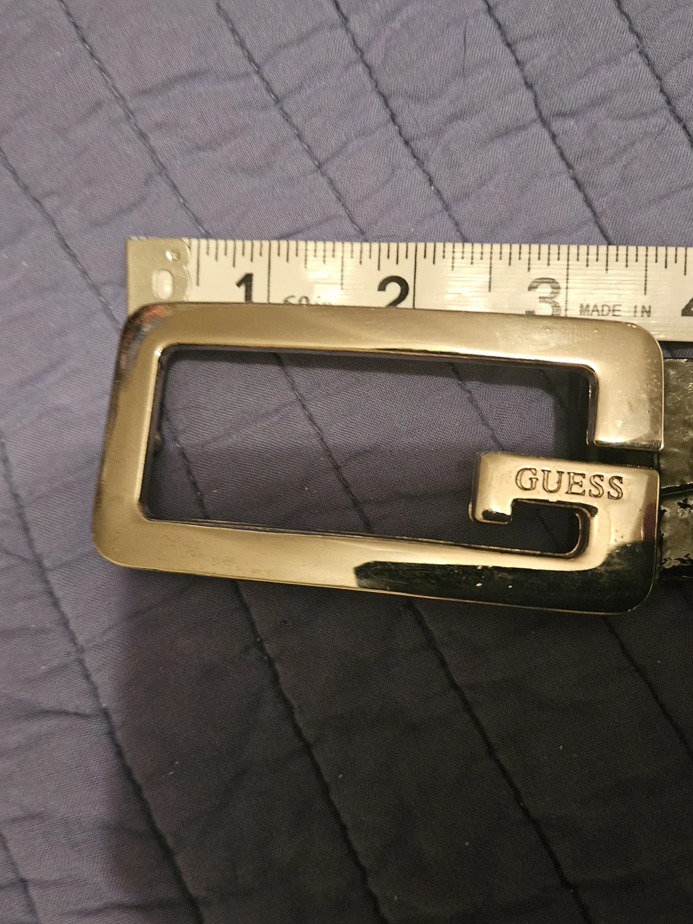 GUESS Womens Belt Size Small Black Patent Faux Croc Y2K Silver G Buckle 918076